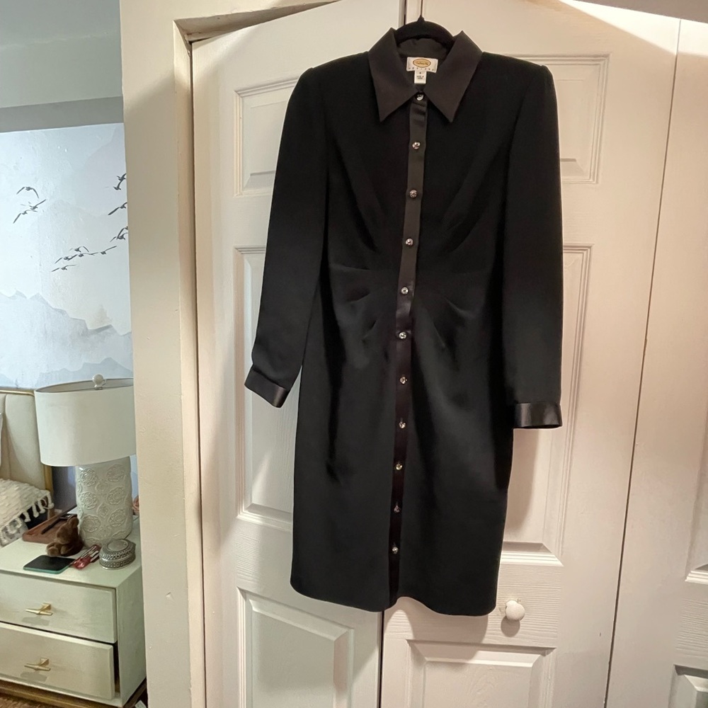 Talbots Black Tailored Long Sleeve Dress